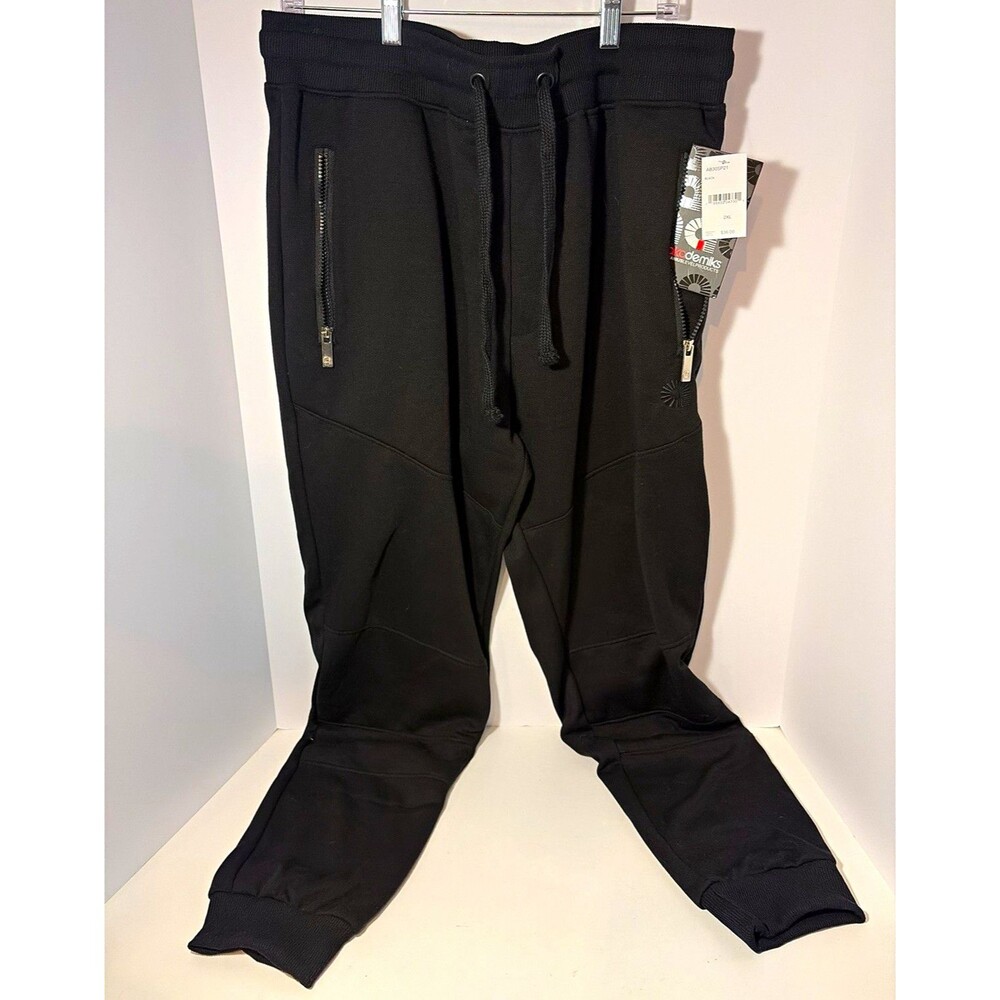 Akademiks Men’s 2XL Black Jogger Pants Drawstring Elastic Waist Zip Pocket